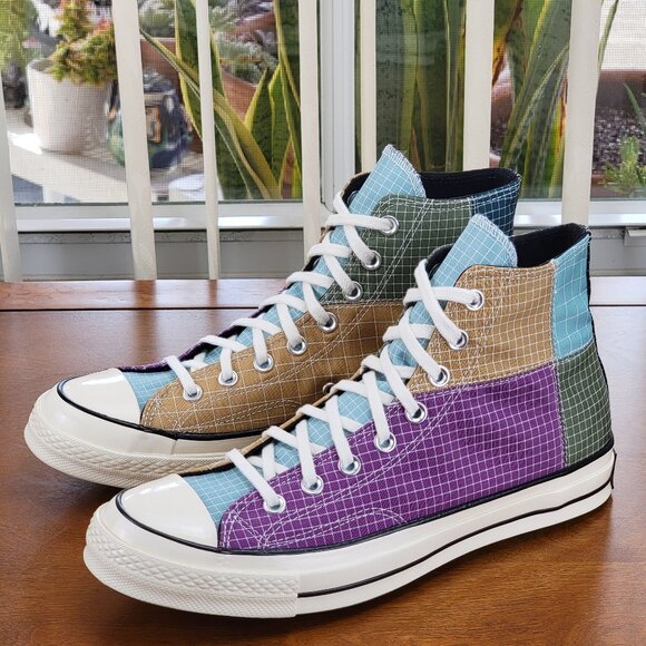 Converse Mens Chuck 70 Hi Quad Ripstop 166317C Dewberry/Iced Coffe/Egret Sze 9.5 - Picture 12 of 13